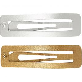 Barettes pour cheveux, L : 58 mm, L : 16 mm, or, argent, 4 pièces/ 1 Pq. [HOB-600995]