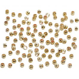 Perles à écraser, d 2 mm, or, 100 pièces/ 1 Pq. [HOB-60106]
