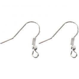 Crochet d’Oreille Français, L : 18 mm, argent, 10 pièces/ 1 Pq. [HOB-603020]
