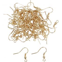 Crochet d’Oreille Français, L : 18 mm, doré, 100 pièces/ 1 Pq. [HOB-603041]