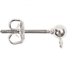 Boucles d'oreilles, L : 13 mm, d 3,8 mm, diamètre intérieur 0,8 mm, argenté, 10 pièces/ 1 Pq. [HOB-603100]