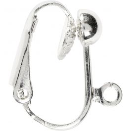 Boucles d'oreilles, L : 16,5 mm, L : 1,5 mm, diamètre intérieur 1,6 mm, argenté, 40 pièces/ 1 Pq. [HOB-60317]