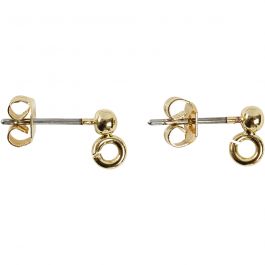 Boucles d'oreilles, L : 13 mm, d 3,8 mm, diamètre intérieur 0,8 mm, doré, 10 pièces/ 1 Pq. [HOB-60581]