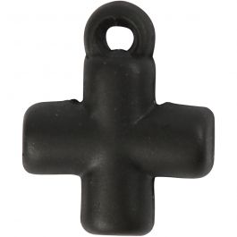 Croix, dim. 10x10 mm, diamètre intérieur 1,5 mm, noir, 4 pièces/ 1 Pq. [HOB-60587]