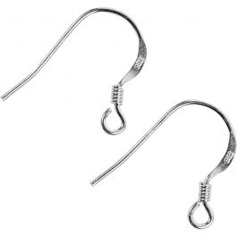 Crochet d’Oreille Français, L : 14 mm, argent, 10 pièces/ 1 Pq. [HOB-60846]