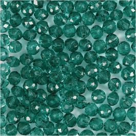 Perles à Facettes, d 4 mm, diamètre intérieur 1 mm, vert, 45 pièces/ 1 Pq. [HOB-60978]