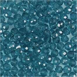Perles à Facettes, d 4 mm, diamètre intérieur 1 mm, turquoise, 45 pièces/ 1 Pq. [HOB-60979]