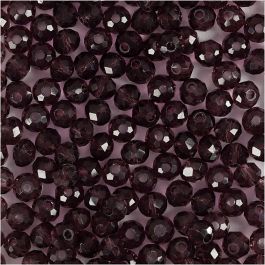 Perles à Facettes, d 4 mm, diamètre intérieur 1 mm, violet, 45 pièces/ 1 Pq. [HOB-60980]