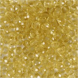 Perles à Facettes, d 4 mm, diamètre intérieur 1 mm, jaune, 45 pièces/ 1 Pq. [HOB-60981]