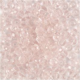 Perles à Facettes, d 4 mm, diamètre intérieur 1 mm, rose clair, 45 pièces/ 1 Pq. [HOB-60982]