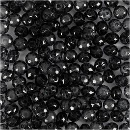 Perles à Facettes, d 4 mm, diamètre intérieur 1 mm, gris, 45 pièces/ 1 Pq. [HOB-60983]
