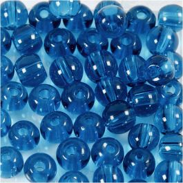 Perles en Verre, d 4 mm, diamètre intérieur 1 mm, turquoise, 45 pièces/ 1 Pq. [HOB-60989]