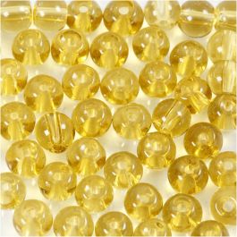 Perles en Verre, d 4 mm, diamètre intérieur 1 mm, jaune, 45 pièces/ 1 Pq. [HOB-60991]