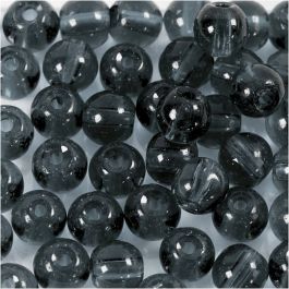 Perles en Verre, d 4 mm, diamètre intérieur 1 mm, gris, 45 pièces/ 1 Pq. [HOB-60993]