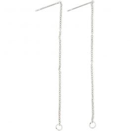 Boucles d'Oreilles, L : 70 mm, argenté, 1 paire [HOB-61047]