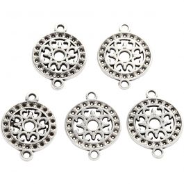 Pendentif, d 14 mm, diamètre intérieur 1,2 mm, argenté, 5 pièces/ 1 Pq. [HOB-61173]