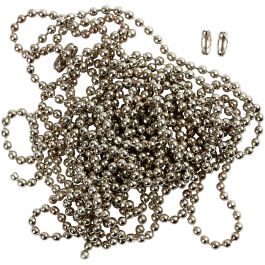 Chaîne de perles, d 1,5 mm, argenté, 3 m/ 1 rouleau [HOB-61530]