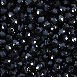 Perles à facettes, dim. 3x4 mm, diamètre intérieur 0,8 mm, paon, 100 pièces/ 1 Pq. [HOB-61660]