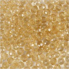 Perles à facettes, dim. 3x4 mm, diamètre intérieur 0,8 mm, topaz, 100 pièce/ 1 Pq. [HOB-61661]