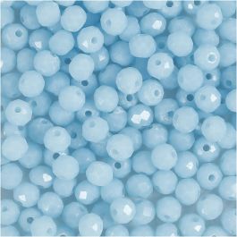 Perles à Facettes, dim. 3x4 mm, diamètre intérieur 0,8 mm, bleu azur, 100 pièces/ 1 Pq. [HOB-61663]