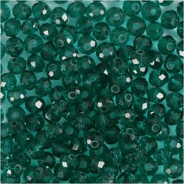 Perles à Facettes, dim. 3x4 mm, diamètre intérieur 0,8 mm, émeraude, 100 pièces/ 1 Pq. [HOB-61664]