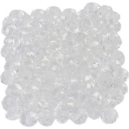 Perles à Facettes, dim. 5x6 mm, diamètre intérieur 1 mm, cristal, 100 pièces/ 1 Pq. [HOB-61672]