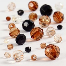 Perles à facettes, dim. 4-12 mm, diamètre intérieur 1-2,5 mm, or, 50 gr/ 1 Pq. [HOB-618801]