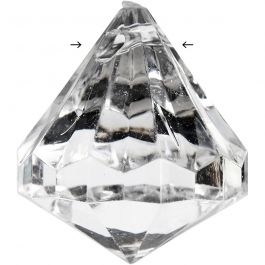 Perles acryliques, dim. 27x30 mm, diamètre intérieur 2,5 mm, brillant transparent, 8 pièces/ 1 Pq. [HOB-636850]