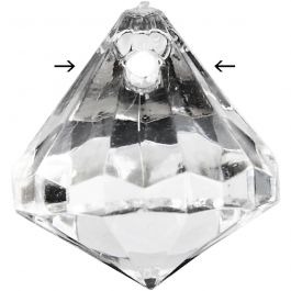 Perles acryliques, dim. 17x16 mm, diamètre intérieur 1,2 mm, brillant transparent, 43 pièces/ 1 Pq. [HOB-636880]