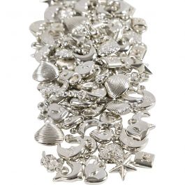 Breloques argentées, dim. 15-20 mm, diamètre intérieur 3 mm, 80 gr/ 1 Pq. [HOB-63842]
