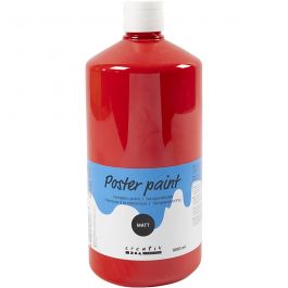 Peinture à la détrempe Mate, rouge, 1000 ml/ 1 flacon [HOB-642134]