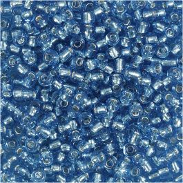 Perles de Rocaille, d 3 mm, dim. 8/0, diamètre intérieur 0,6-1,0 mm, turquoise transparent, 25 gr/ 1 Pq. [HOB-682201]