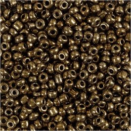 Perles de Rocaille, d 3 mm, dim. 8/0, diamètre intérieur 0,6-1,0 mm, bronze, 25 gr/ 1 Pq. [HOB-682221]
