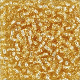 Perles de Rocaille, d 3 mm, dim. 8/0, diamètre intérieur 0,6-1,0 mm, or, 25 gr/ 1 Pq. [HOB-682241]