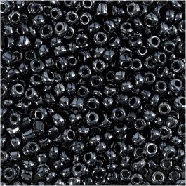 Perles de Rocaille, d 3 mm, dim. 8/0, diamètre intérieur 0,6-1,0 mm, noir métallique, 25 gr/ 1 Pq. [HOB-682281]
