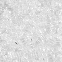 Perles de Rocaille, d 4 mm, dim. 6/0, diamètre intérieur 0,9-1,2 mm, transparent, 25 gr/ 1 Pq. [HOB-682501]