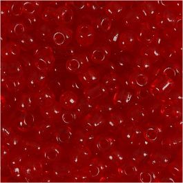 Perles de Rocaille, d 4 mm, dim. 6/0, diamètre intérieur 0,9-1,2 mm, rouge vif, 25 gr/ 1 Pq. [HOB-682531]
