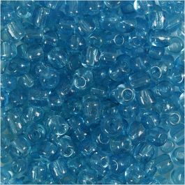Perles de Rocaille, d 4 mm, dim. 6/0, diamètre intérieur 0,9-1,2 mm, turquoise transparent, 25 gr/ 1 Pq. [HOB-682541]