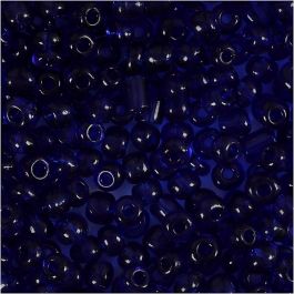 Perles de Rocaille, d 4 mm, dim. 6/0, diamètre intérieur 0,9-1,2 mm, cabalt transparent, 25 gr/ 1 Pq. [HOB-682551]