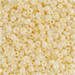 Perles de Rocaille, d 3 mm, dim. 8/0, diamètre intérieur 0,6-1,0 mm, ivoire, 25 gr/ 1 Pq. [HOB-682731]
