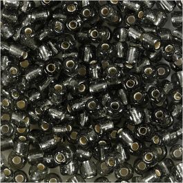 Perles de Rocaille, d 4 mm, dim. 6/0, diamètre intérieur 0,9-1,2 mm, gris transparent, 25 gr/ 1 Pq. [HOB-682741]