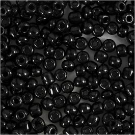 Perles de Rocaille, d 4 mm, dim. 6/0, diamètre intérieur 0,9-1,2 mm, noir, 25 gr/ 1 Pq. [HOB-682811]