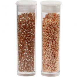 Perles de Rocaille, d 1,7 mm, dim. 15/0, diamètre intérieur 0,5-0,8 mm, Pêche, Pêche claire, 2x7 gr/ 1 Pq. [HOB-68687]