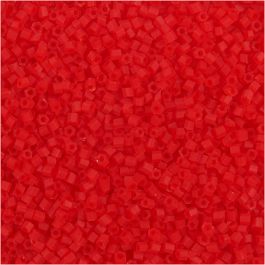 Rocailles 2-cut, d 1,7 mm, dim. 15/0, diamètre intérieur 0,5 mm, rouge transparent, 25 gr/ 1 Pq. [HOB-687870]