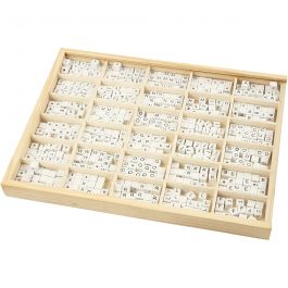Perles lettres, A-Z, &, #, ?, dim. 8x8 mm, diamètre intérieur 3 mm, blanc, 750 ass./ 1 Pq. [HOB-68982]