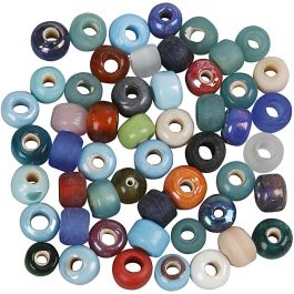 Perles de Verre, d 9 mm, diamètre intérieur 2,5-3 mm, ass. de couleurs, 500 gr/ 1 Pq. [HOB-69280]