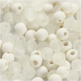 Perles en plastique, d 6 mm, diamètre intérieur 2 mm, crème, 40 gr/ 1 Pq. [HOB-69588]