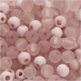 Perles en plastique, d 6 mm, diamètre intérieur 2 mm, rose, 40 gr/ 1 Pq. [HOB-69591]