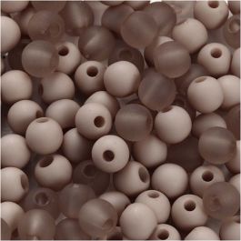 Perles en plastique, d 6 mm, diamètre intérieur 2 mm, gris clair, 40 gr/ 1 Pq. [HOB-69596]
