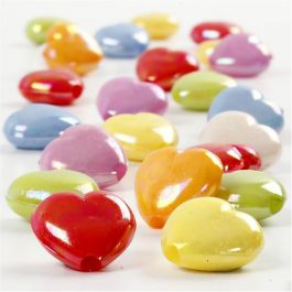 Perles de coeur, dim. 25x15 mm, diamètre intérieur 3 mm, 70 gr, 125 ml/ 1 Pq. [HOB-697020]